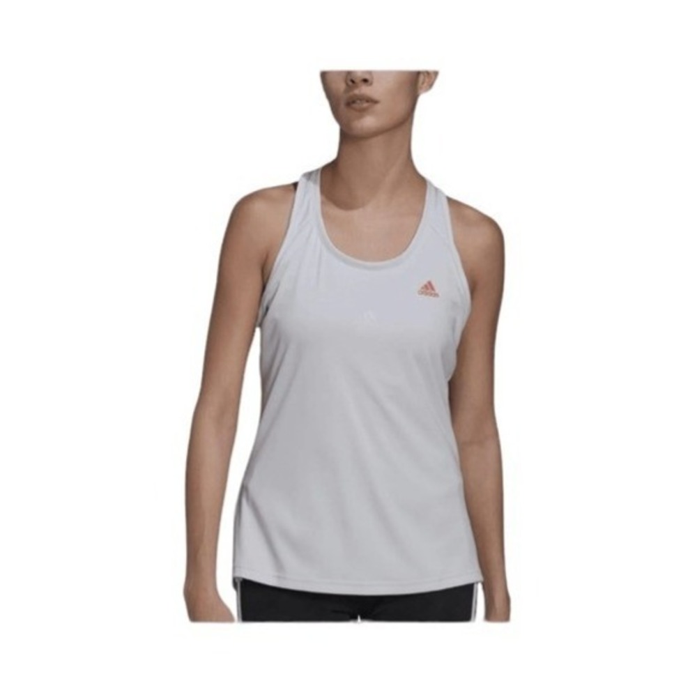 adidas Primeblue Designed 2 Move 3 Stripes Tank Top Gray Coral Knit Sleeveless S